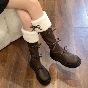 binfenxie Short Plush Women Knee High Boots Fashion Square Heel Ladies Elegant Back Zippers Long Knight Booties Winter Women's Footwear