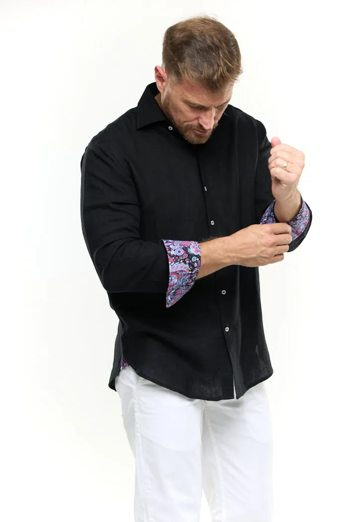 BLACK LINEN SHIRT