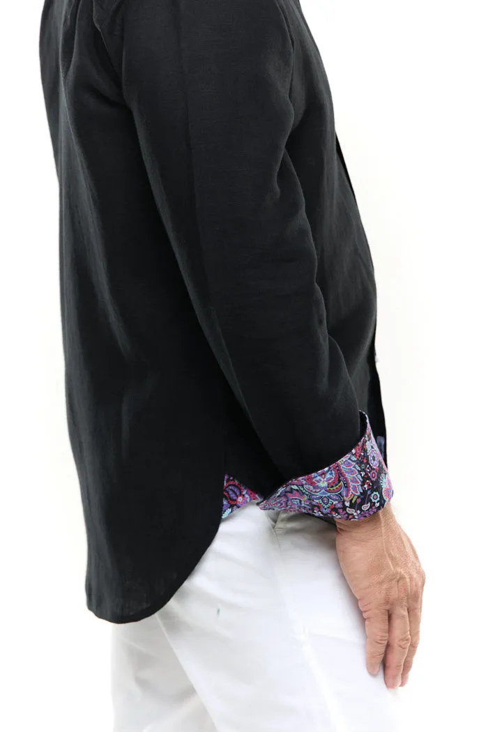BLACK LINEN SHIRT