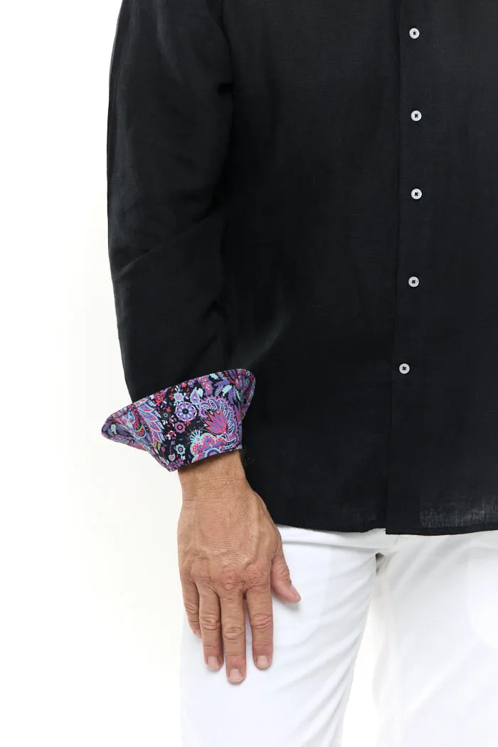 BLACK LINEN SHIRT