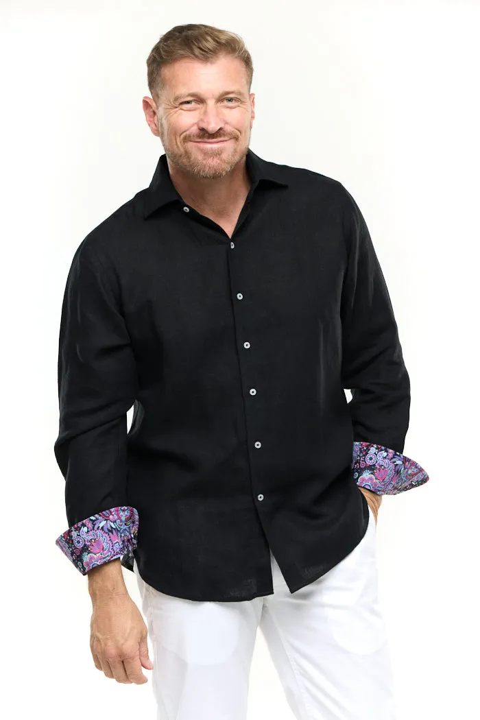 BLACK LINEN SHIRT