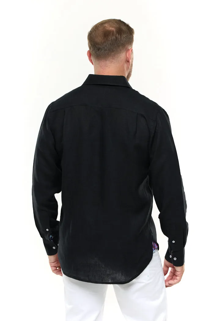 BLACK LINEN SHIRT