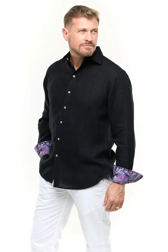 BLACK LINEN SHIRT