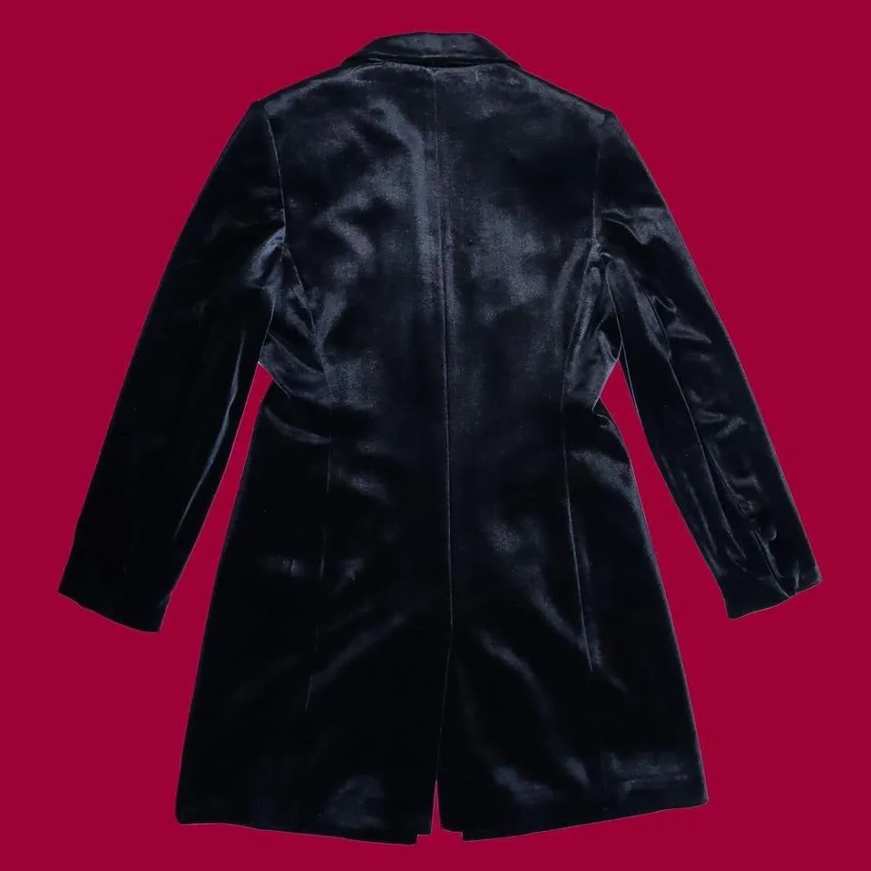 Black velvet long line jacket UK M