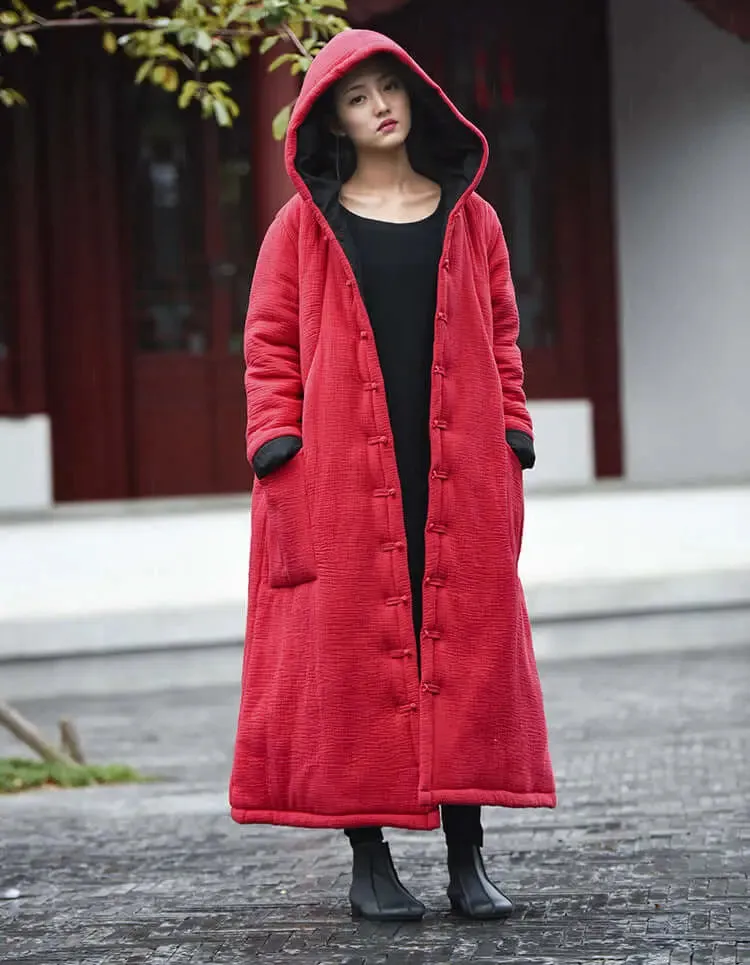 Black Winter Coat with Witch Robe Woman's Cape Coat