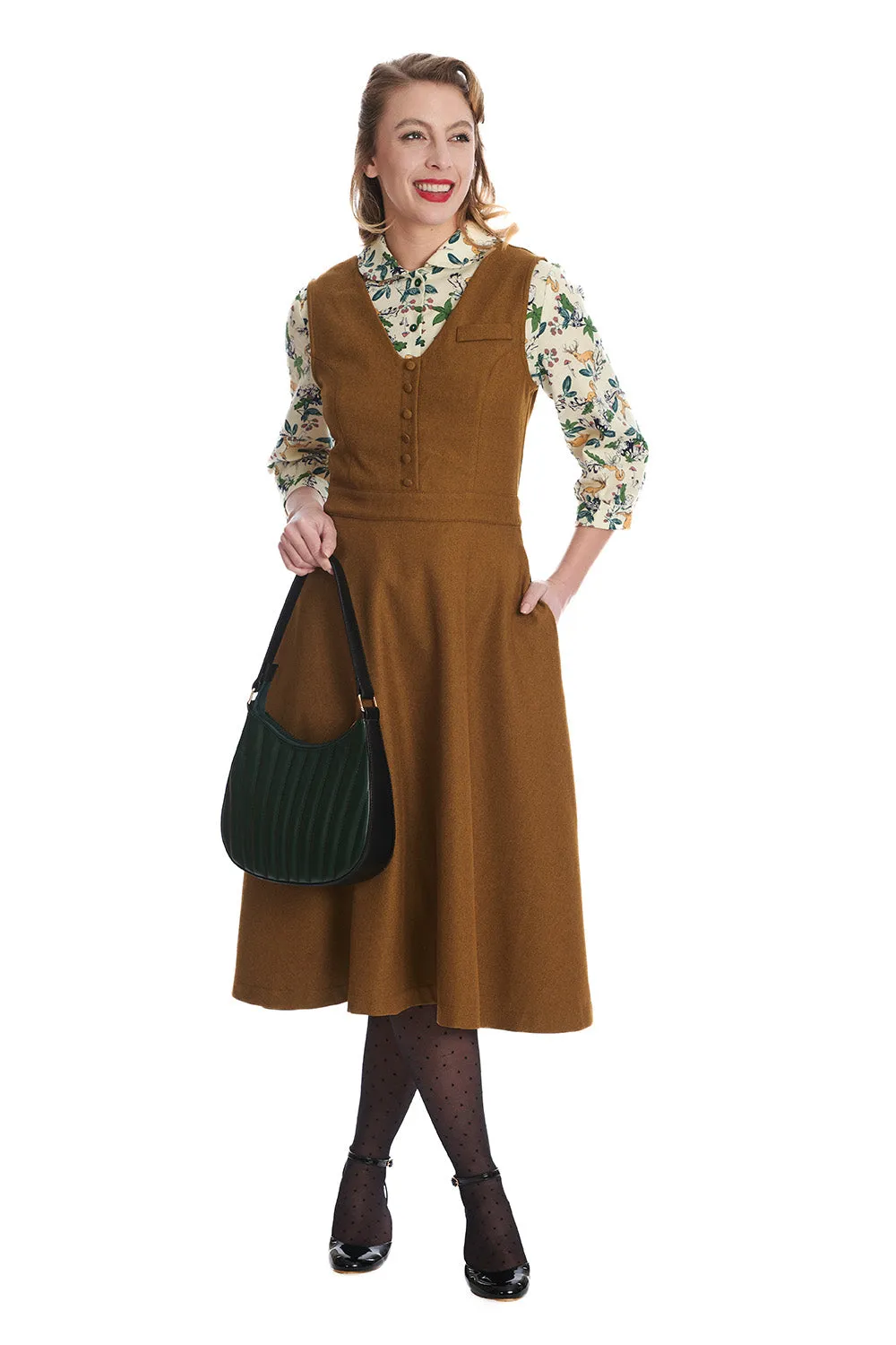 Book Worm Dress in Khaki by Banned