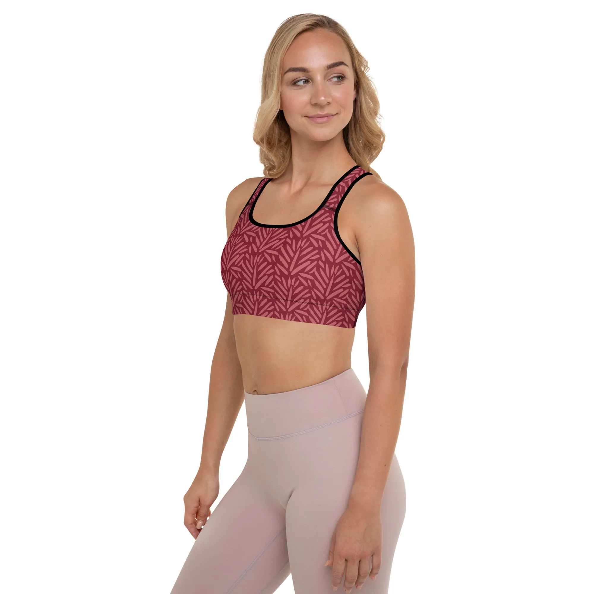 Burgundy Leaf w/Black Warrior Sports Bra