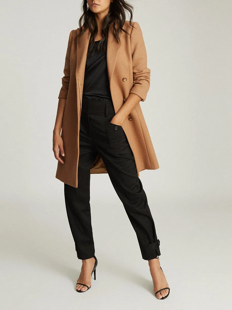 Button Solid Color Fashion  Coat
