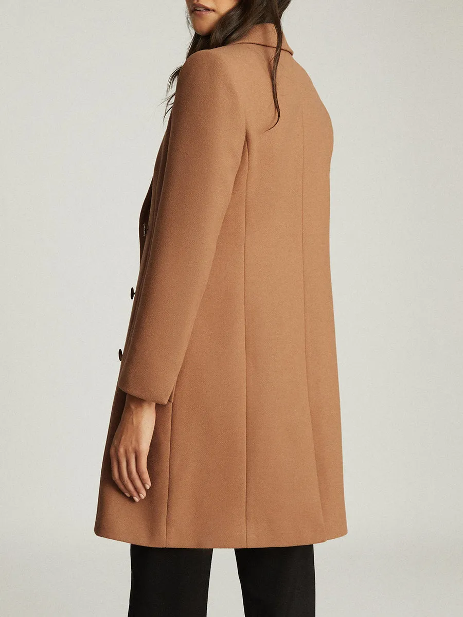 Button Solid Color Fashion  Coat