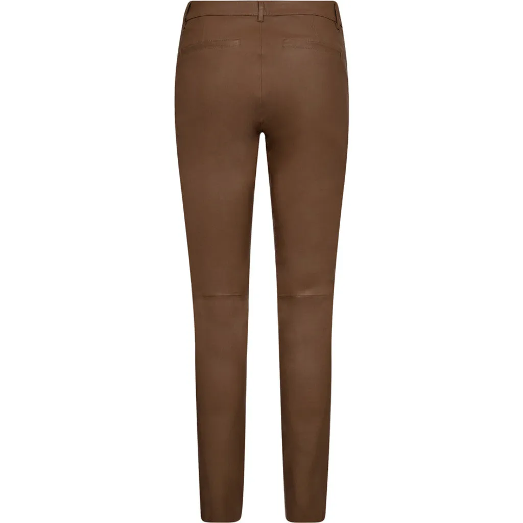 Caroline RW chino stretch leather pant / 14256 - Nougat