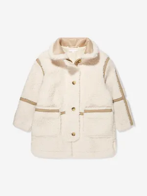 Chloé Girls Sherpa Coat in Ivory
