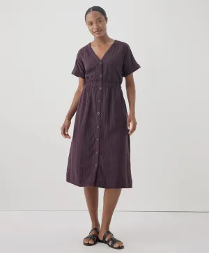 Coastal Double Gauze Short Sleeve Dress - Plum