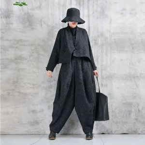 Cotton retro top   harem pants - fashionable short jacket - bohemian pants