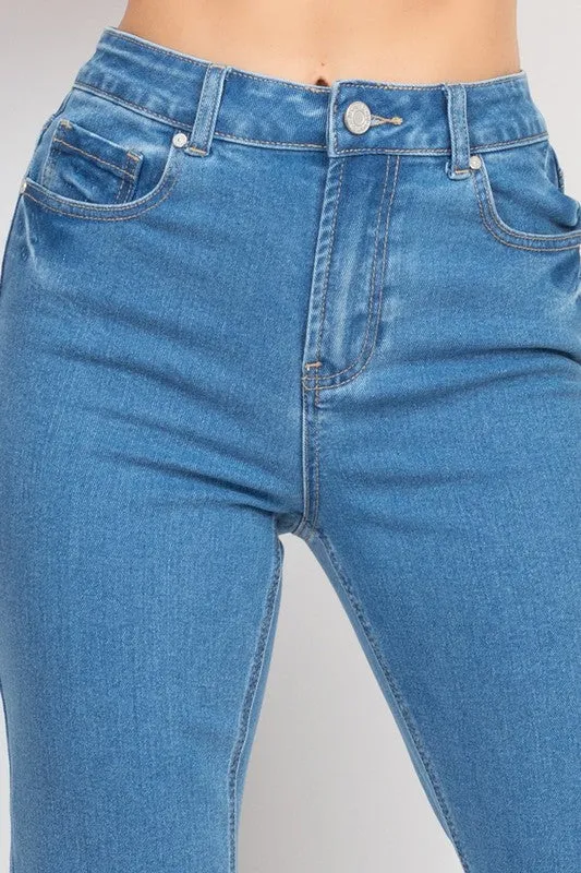 Denim Raw-Cut Rolled Mom Jeans
