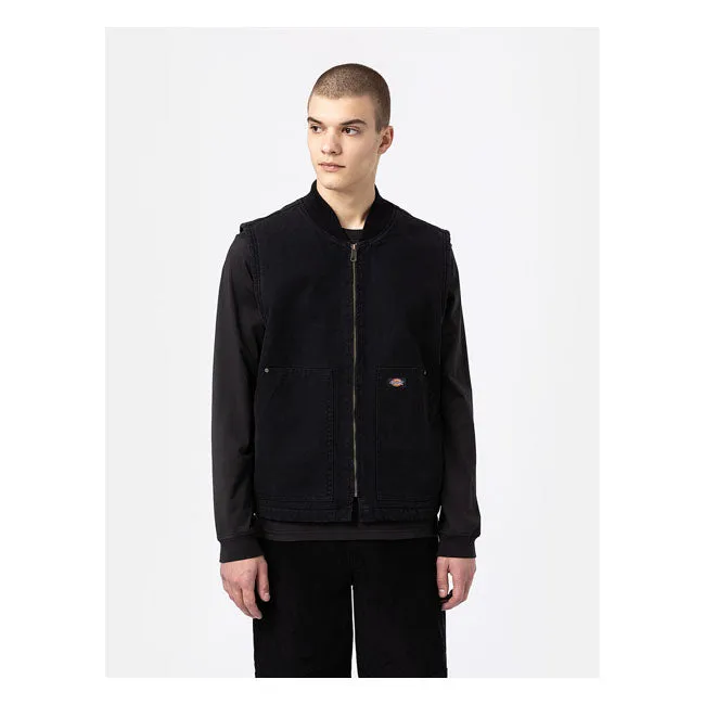 DICKIES DUCK CANVAS VEST STONE WASHED BLACK