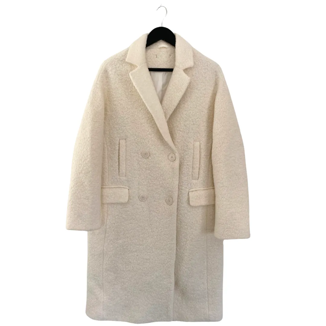 Double-Breasted Boyfriend Coat Cream SIZE 14