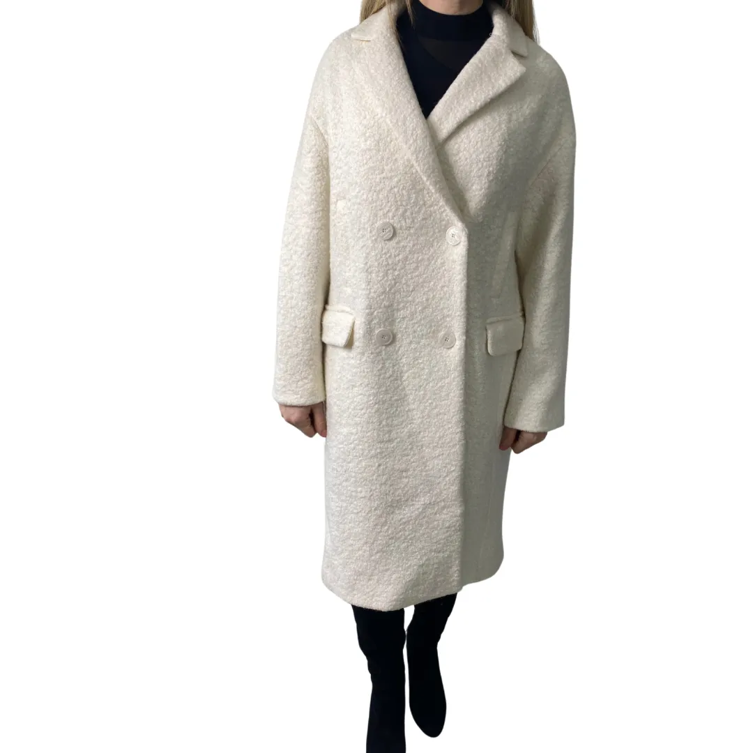 Double-Breasted Boyfriend Coat Cream SIZE 14