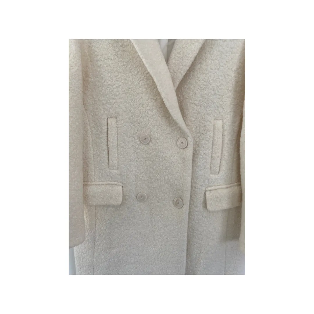 Double-Breasted Boyfriend Coat Cream SIZE 14