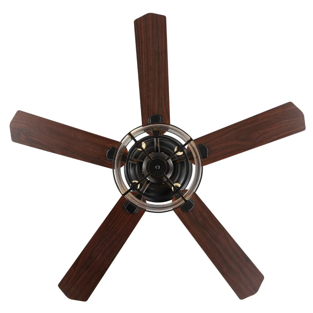 Evelyn 52" Farmhouse Industrial Iron Drum Shade LED Ceiling Fan With Remote