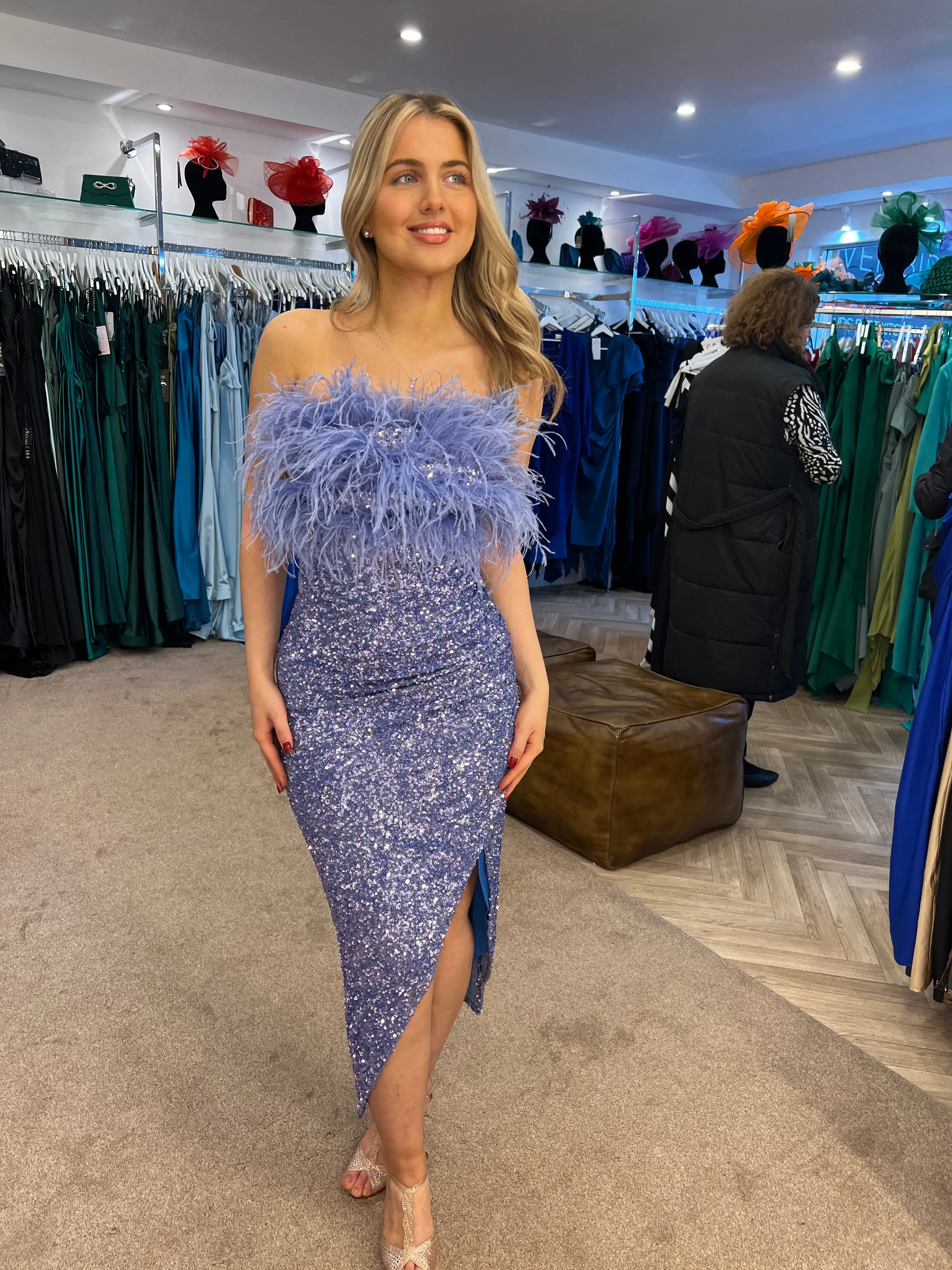 Feather finale sequin feather midi dress 3 colours