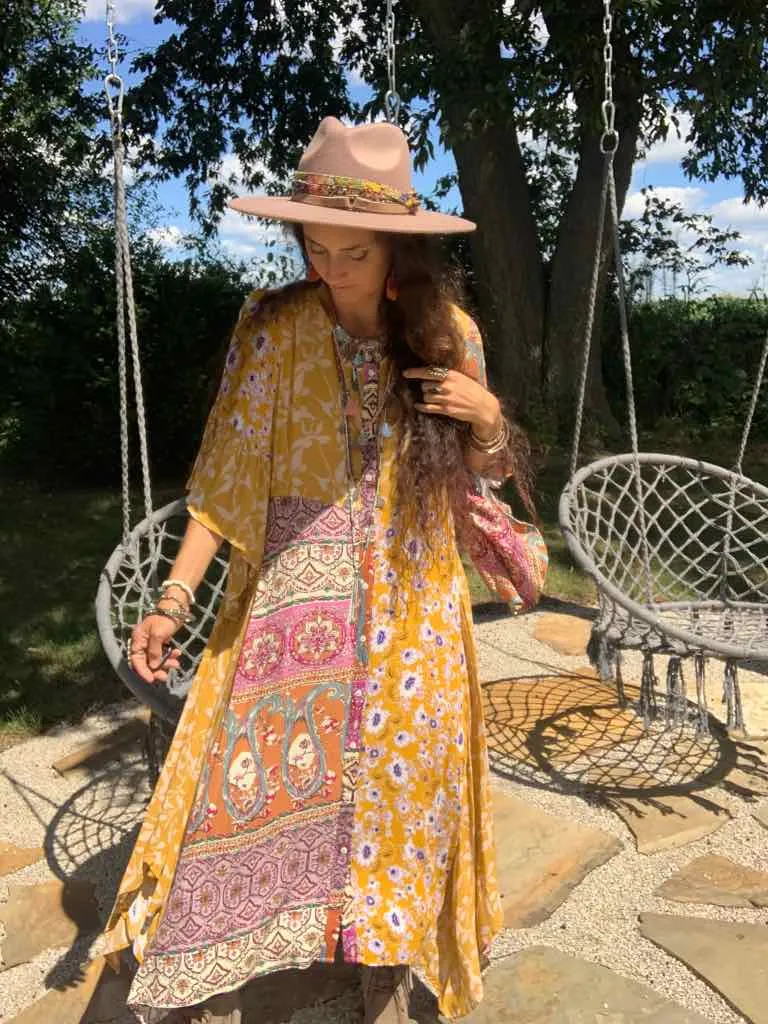 Golden Rod Patchwork Handkerchief Dress
