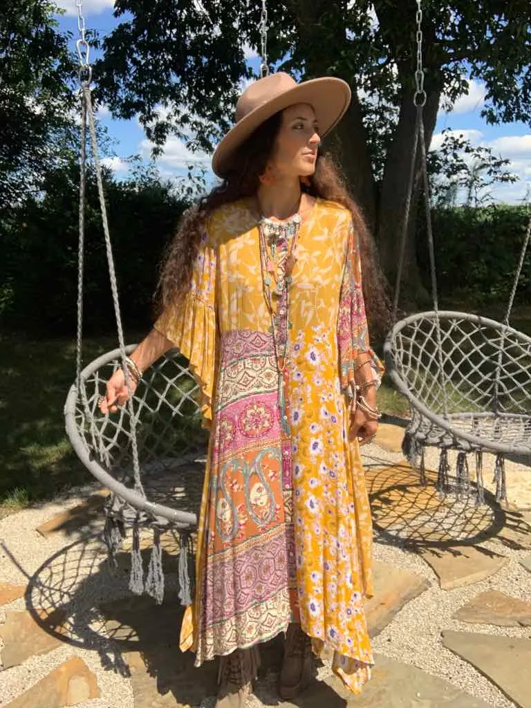 Golden Rod Patchwork Handkerchief Dress