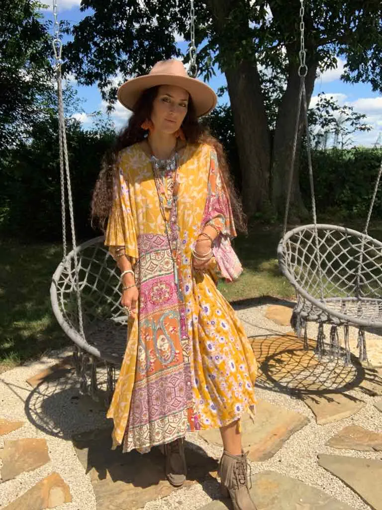 Golden Rod Patchwork Handkerchief Dress