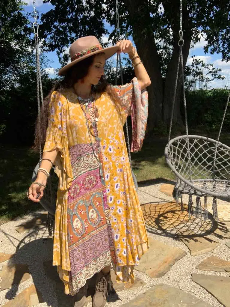 Golden Rod Patchwork Handkerchief Dress
