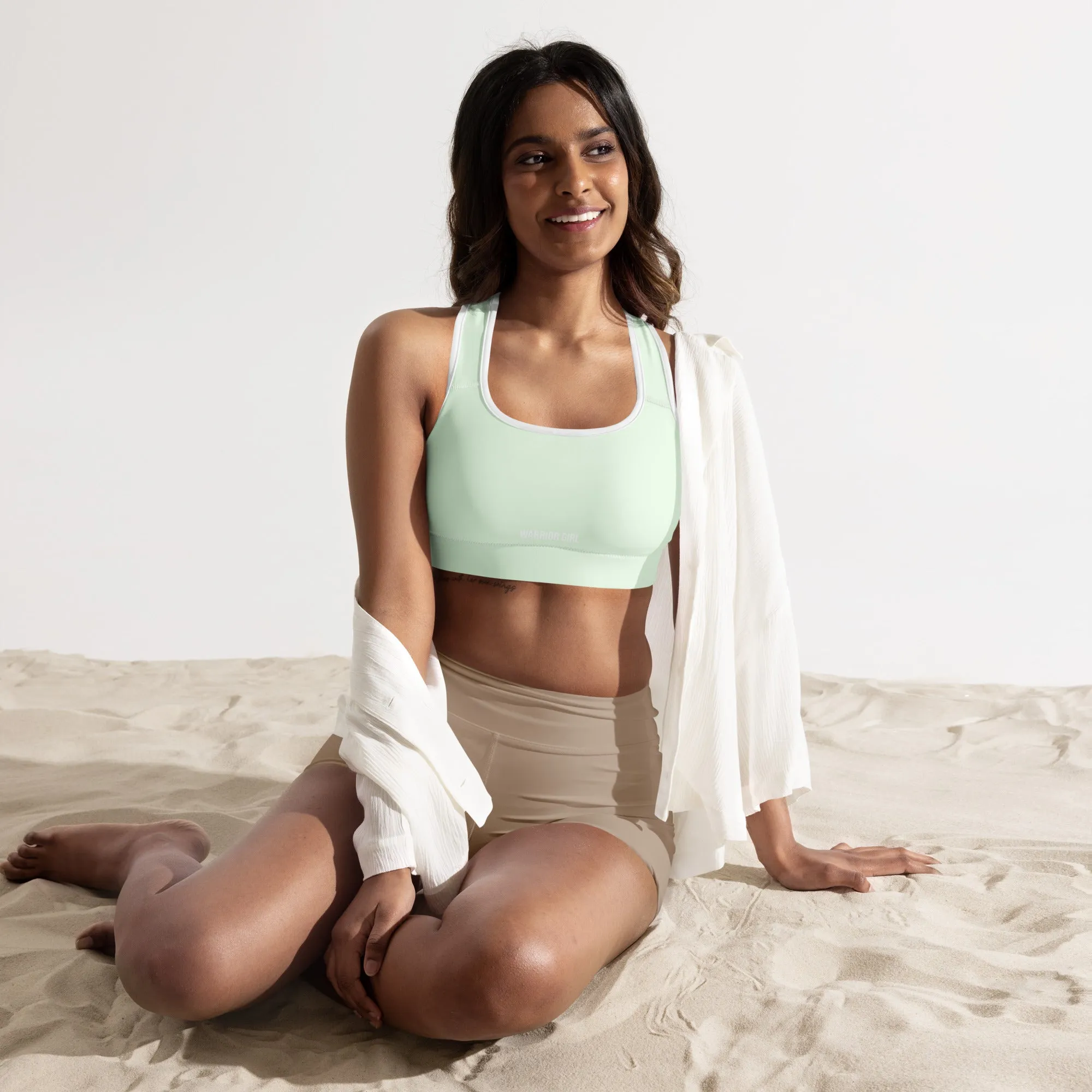 Honeydew w/White Warrior Sports Bra
