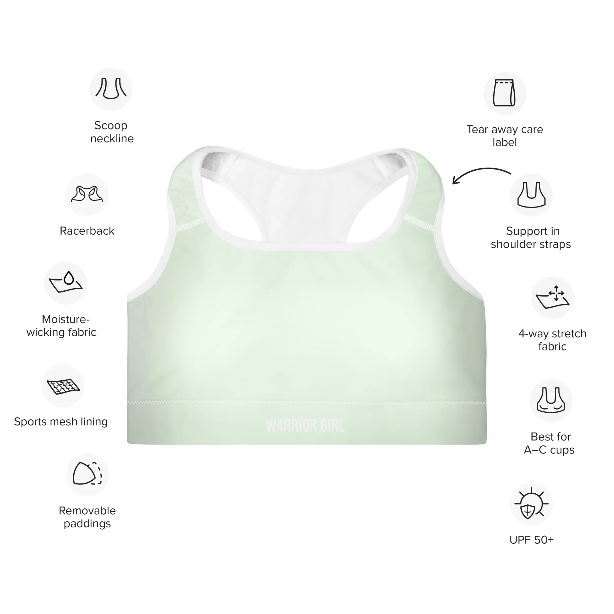 Honeydew w/White Warrior Sports Bra
