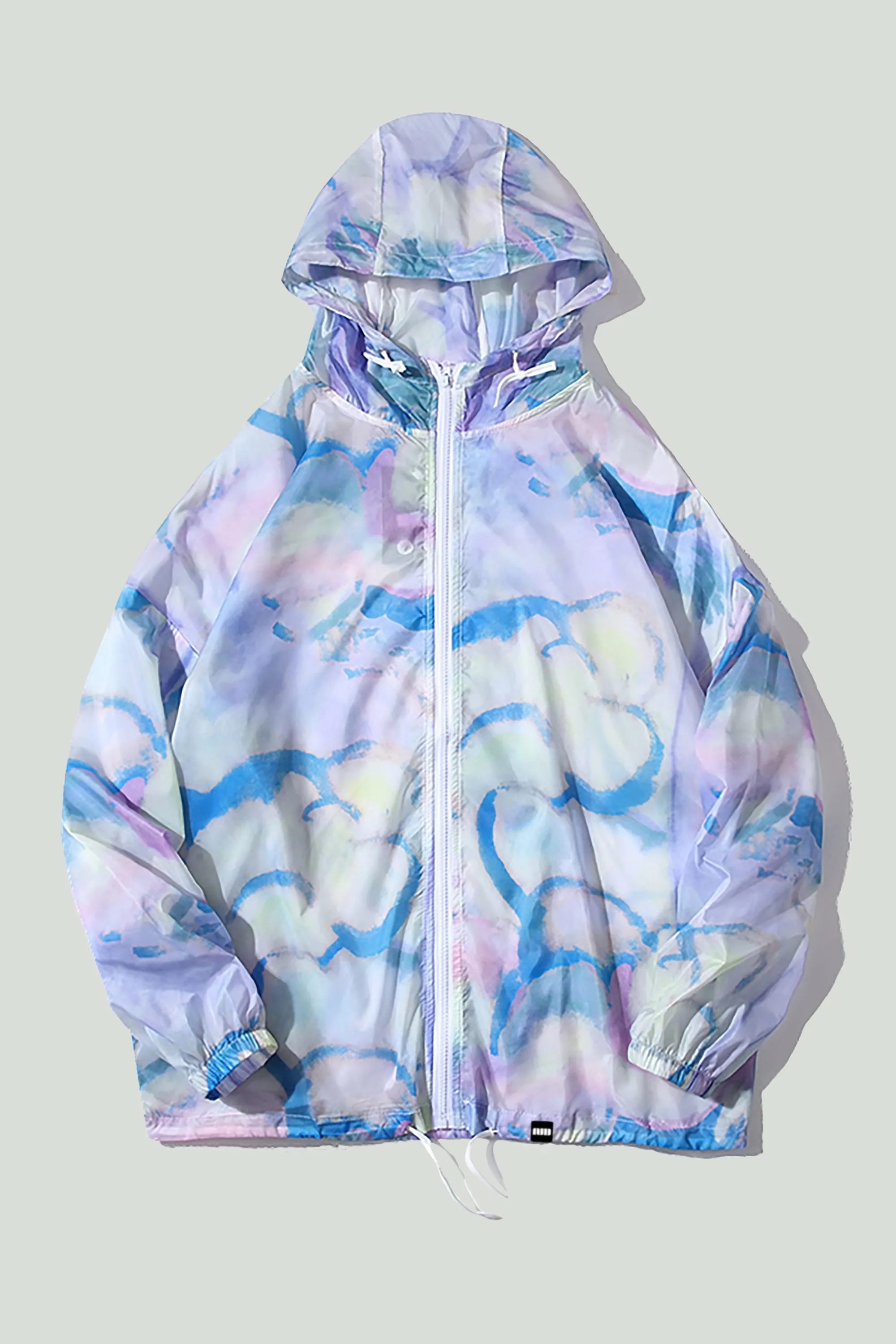Hooded Cloud Print Windbreaker Jacket