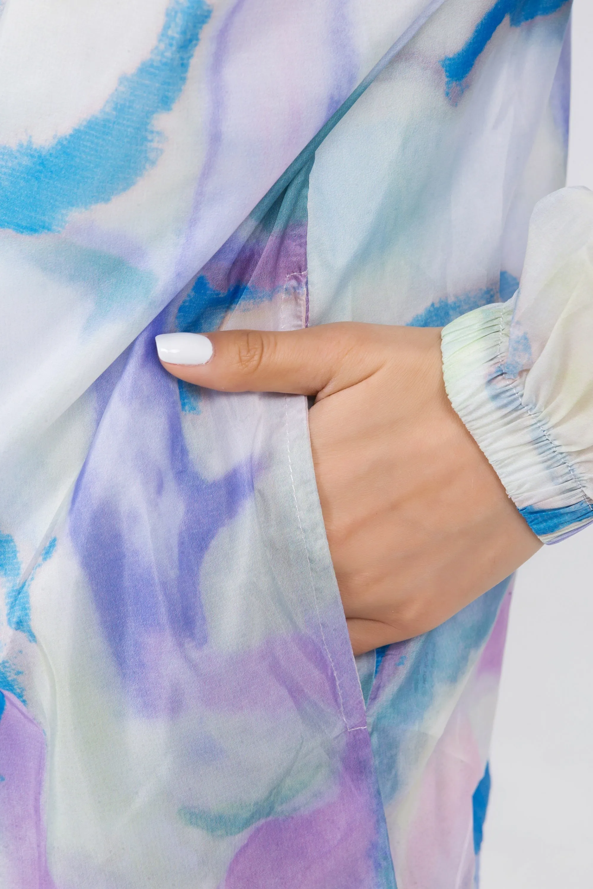 Hooded Cloud Print Windbreaker Jacket