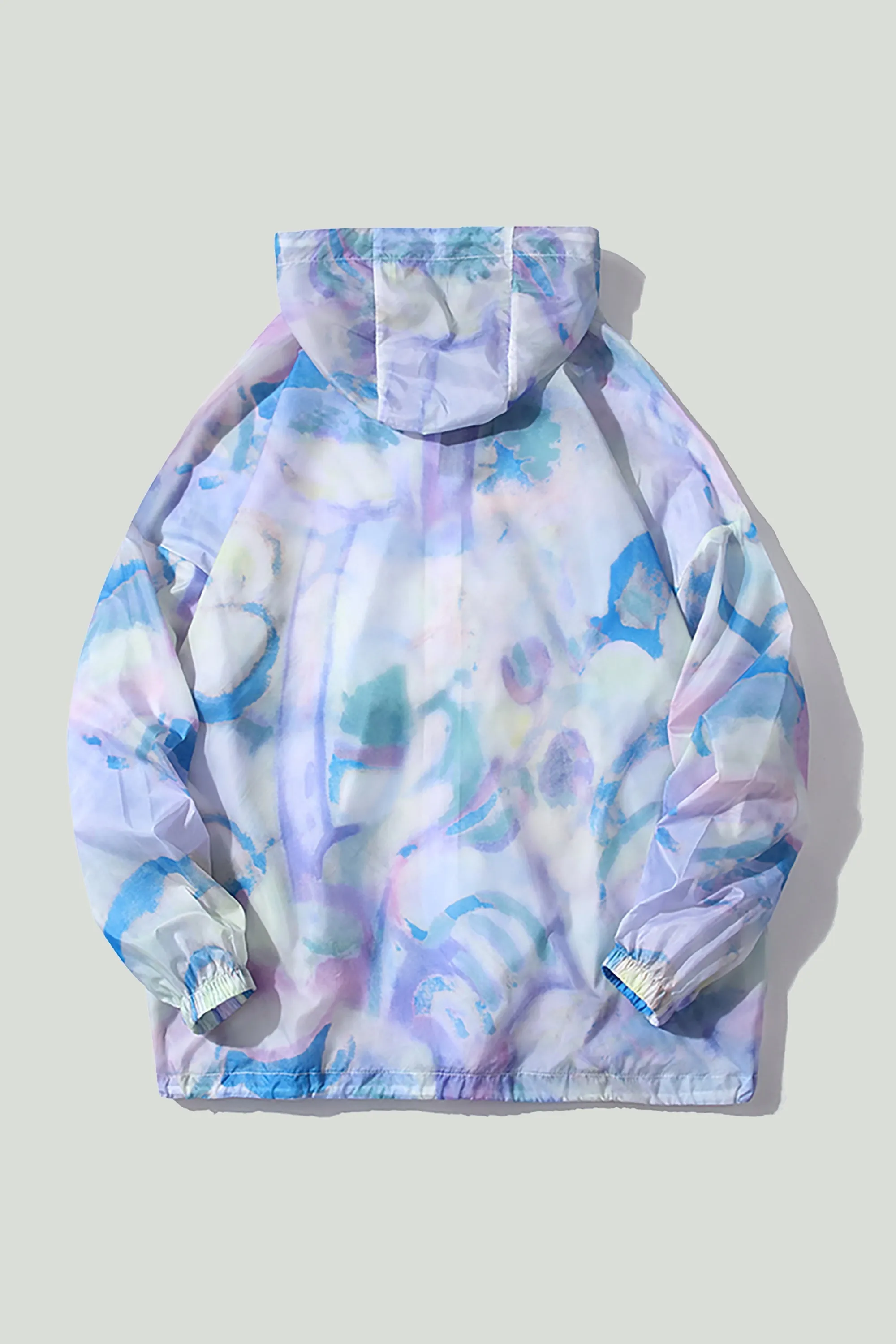 Hooded Cloud Print Windbreaker Jacket