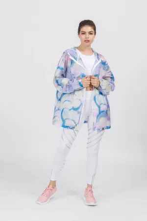 Hooded Cloud Print Windbreaker Jacket