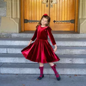 Isla Dress, in Lux Red Velvet | RTS