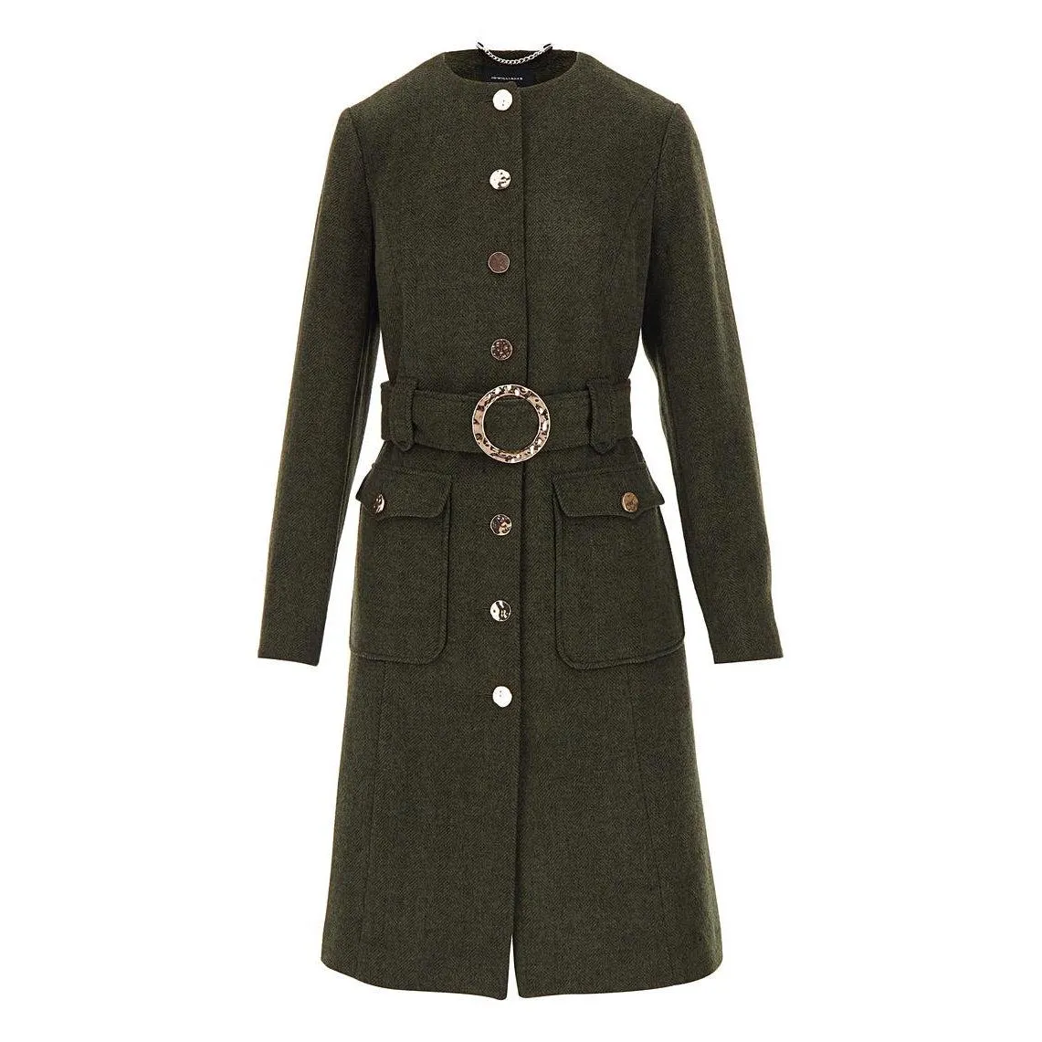 JD Williams Longline Belted Utility Coat Khaki UK 12