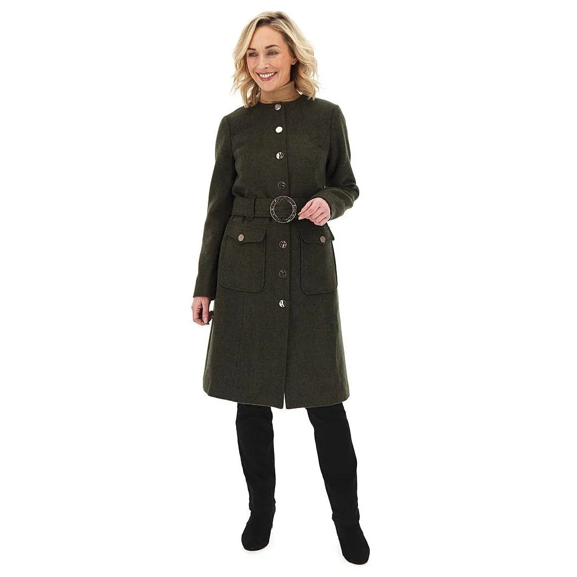 JD Williams Longline Belted Utility Coat Khaki UK 12