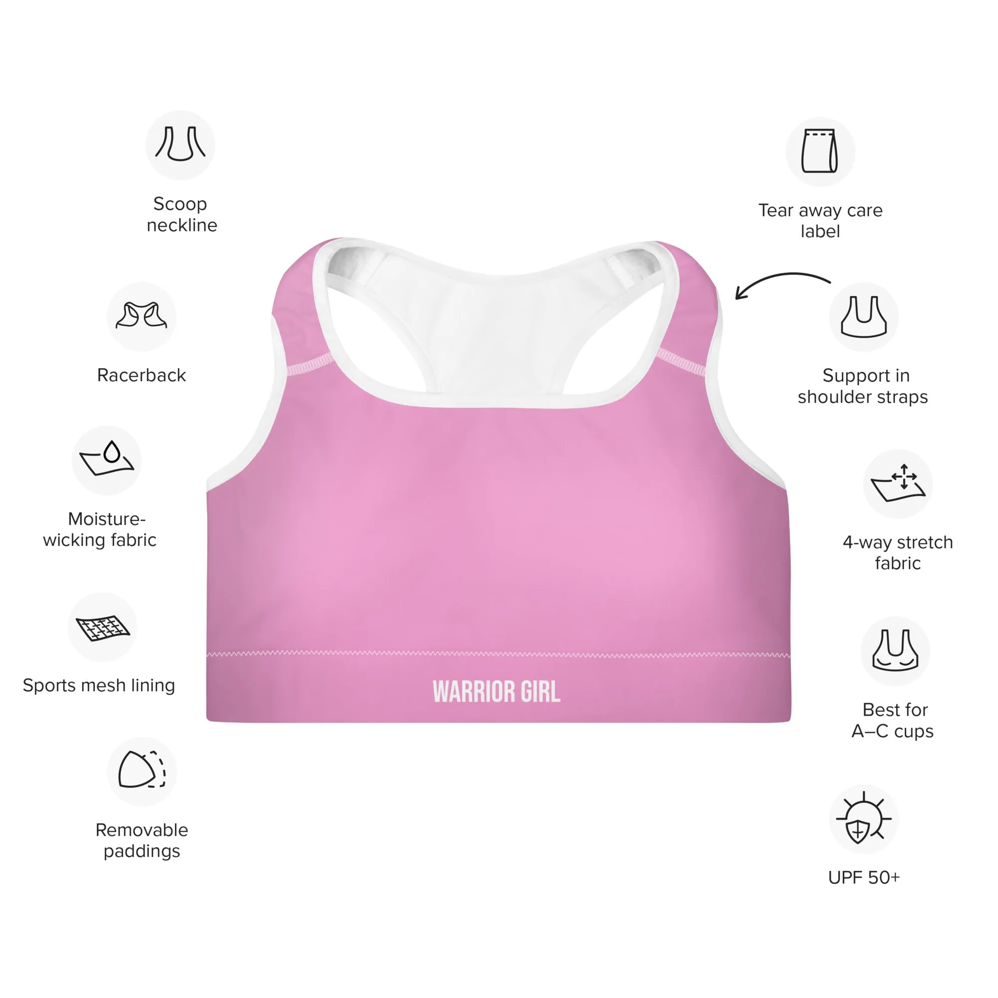 Lavender Rose w/White Warrior Sports Bra