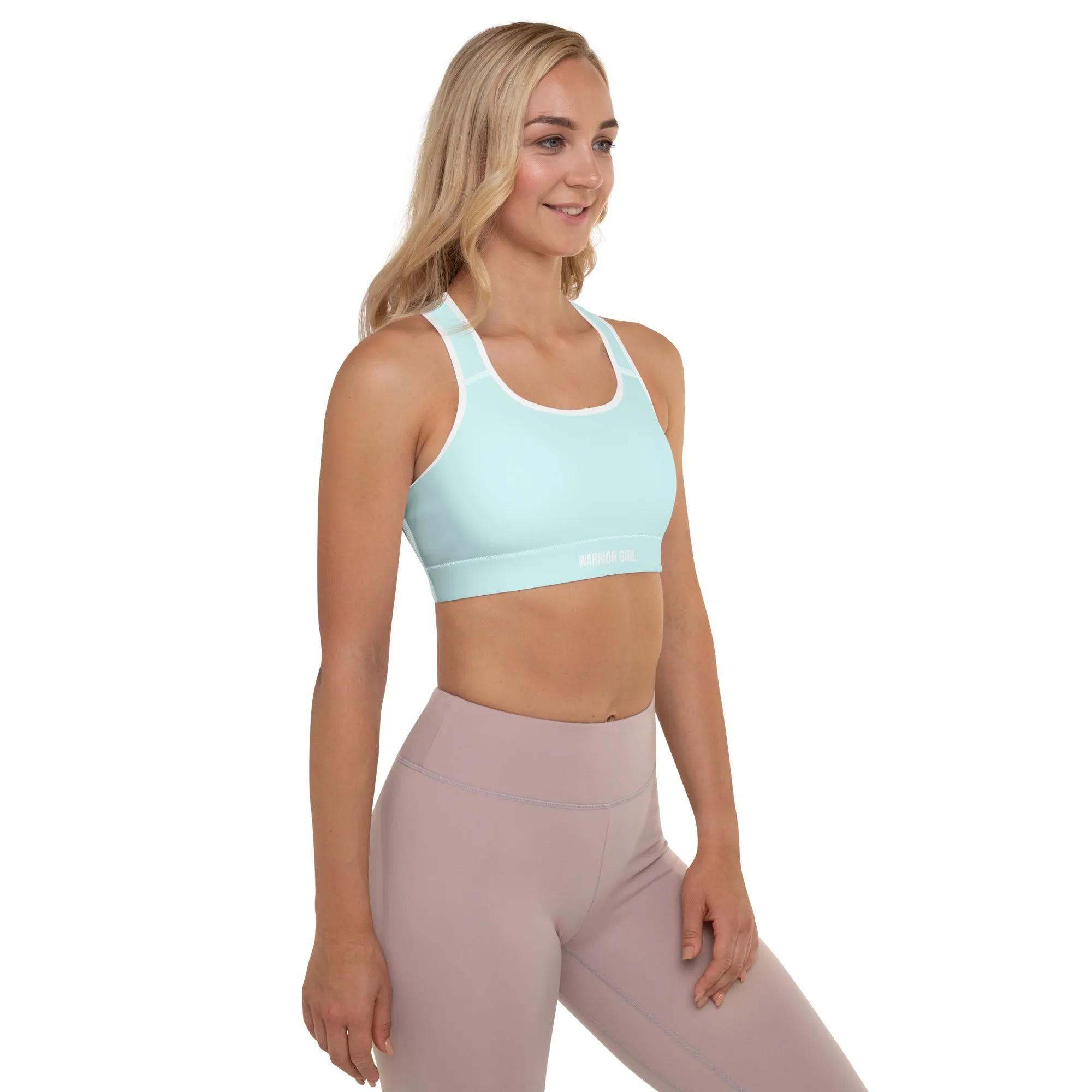 Light Cyan w/White Warrior Sports Bra