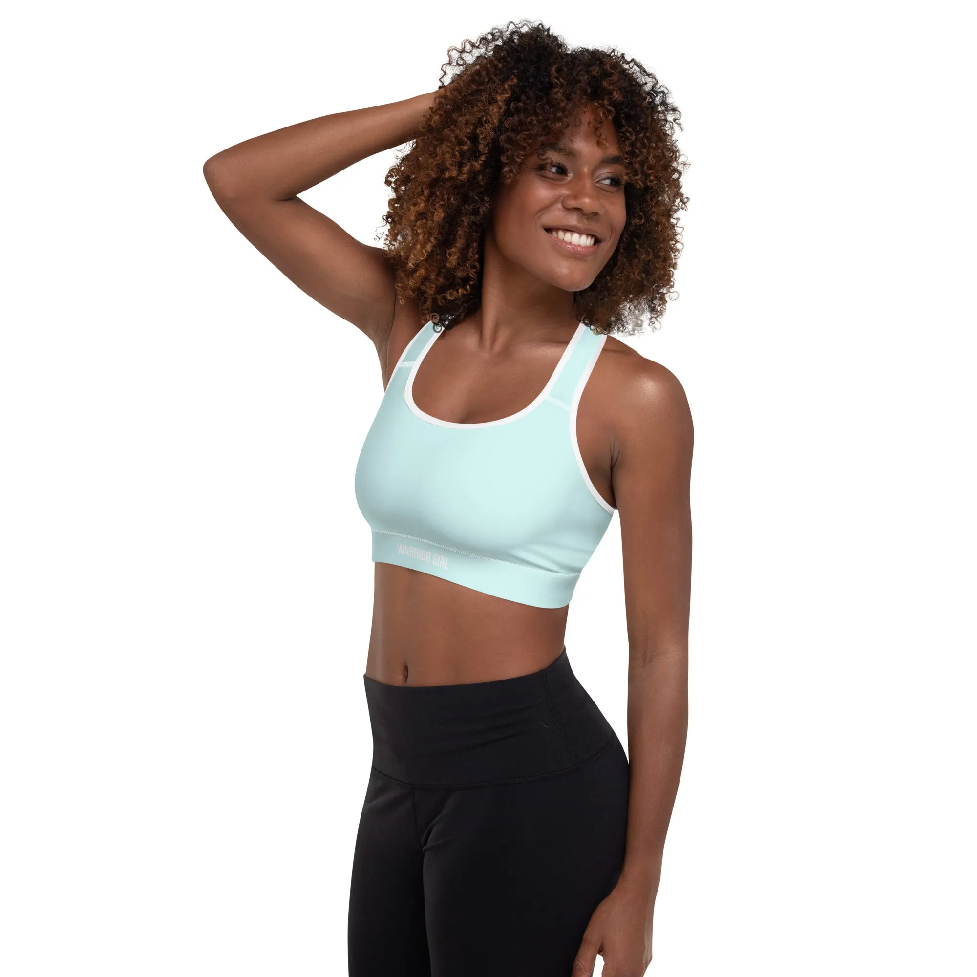 Light Cyan w/White Warrior Sports Bra