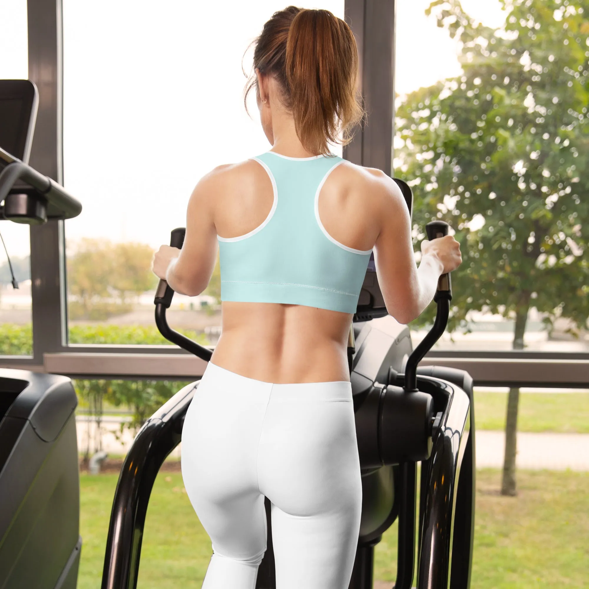 Light Cyan w/White Warrior Sports Bra