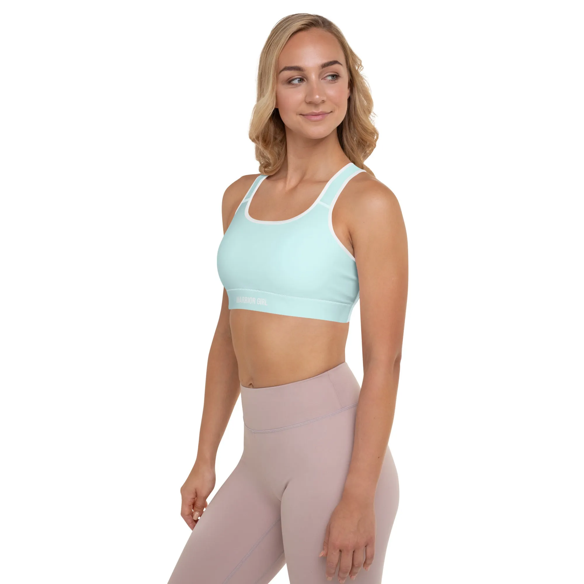 Light Cyan w/White Warrior Sports Bra