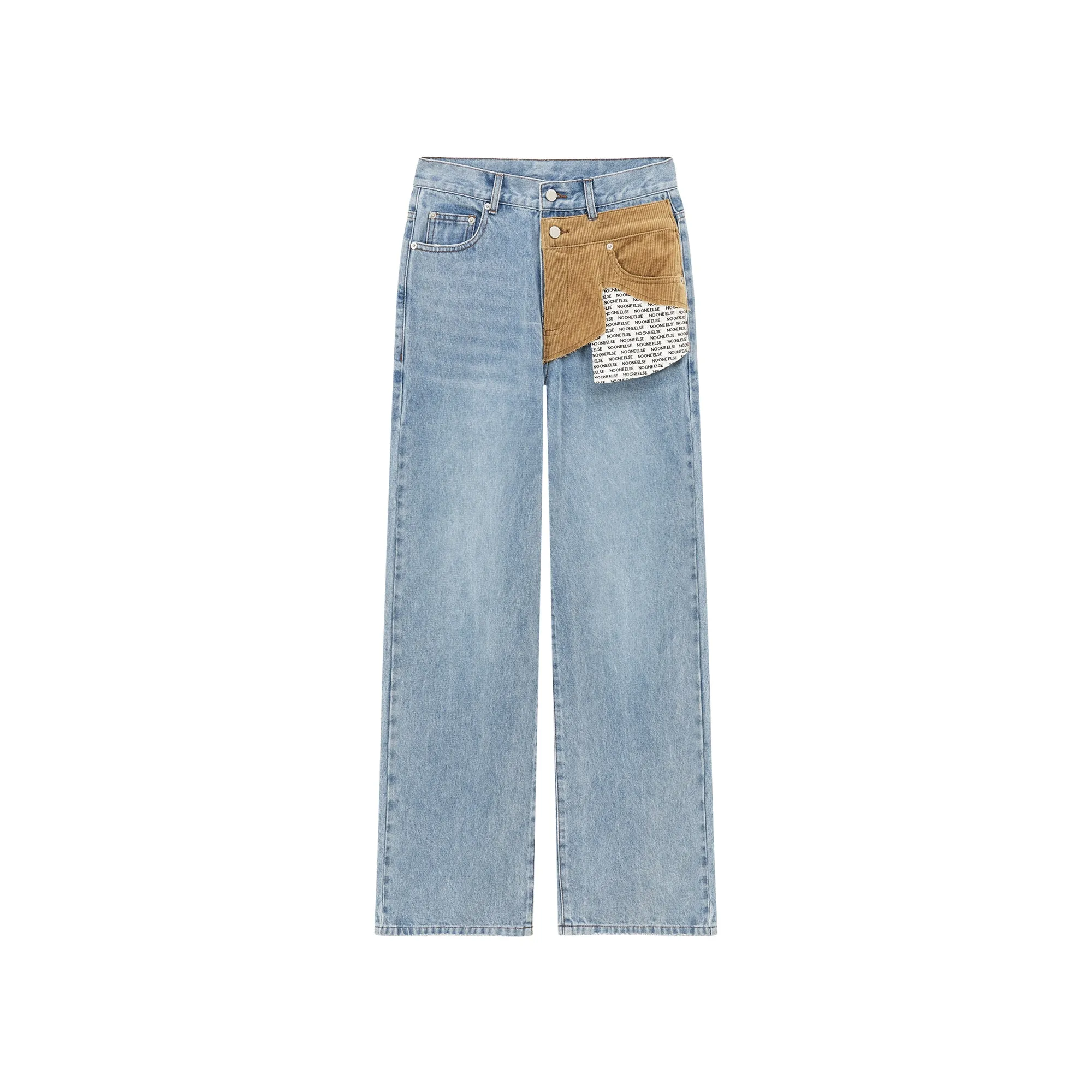 Logo Lettering Exposed Pocket Denim Jeans