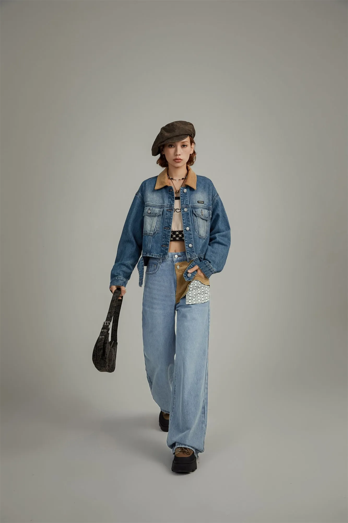 Logo Lettering Exposed Pocket Denim Jeans