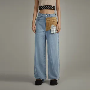 Logo Lettering Exposed Pocket Denim Jeans