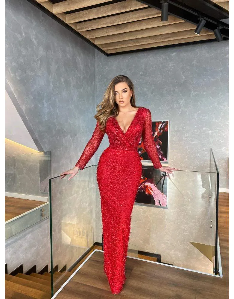 Luxury Evening Gown Dark Red