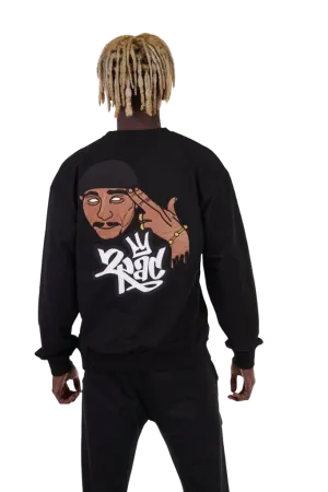 Men's Black Leather Graphic Sweatshirt