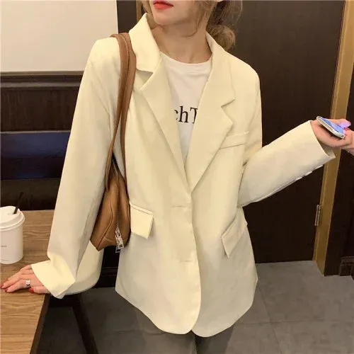 MQTIME  -  Green Elegant Commuter Blazers Women Single Breasted Solid Colors Casual Suit 2024 Spring Autumn New Fashion Sweet Blazer Loose