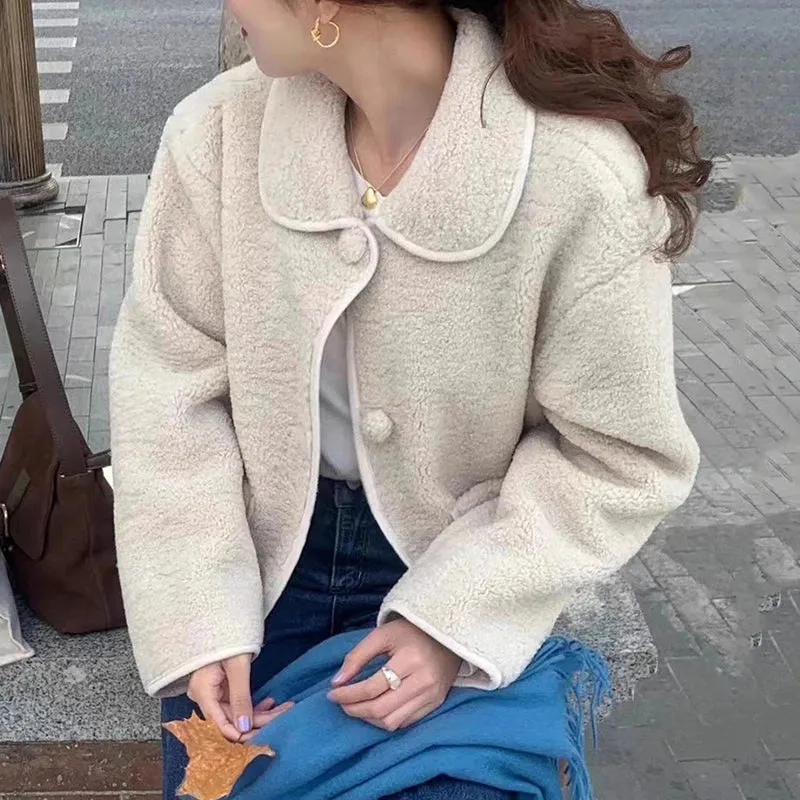 Peter Pan Collar Wool Short Coat