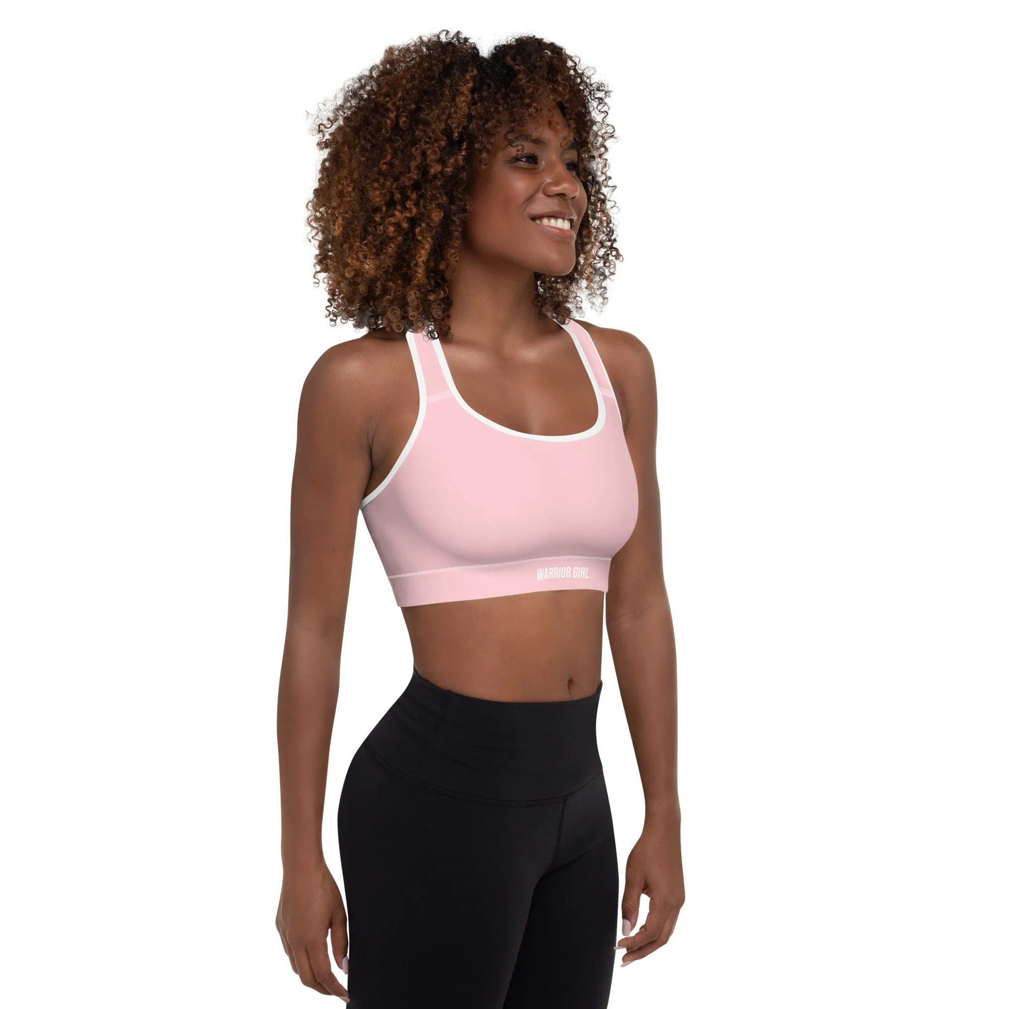 Pink w/White Warrior Sports Bra